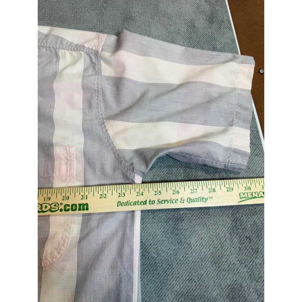 Levis Silver Label Vintage 90s Striped Short Sleeve Shirt Pink Grey L - Picture 6 of 10